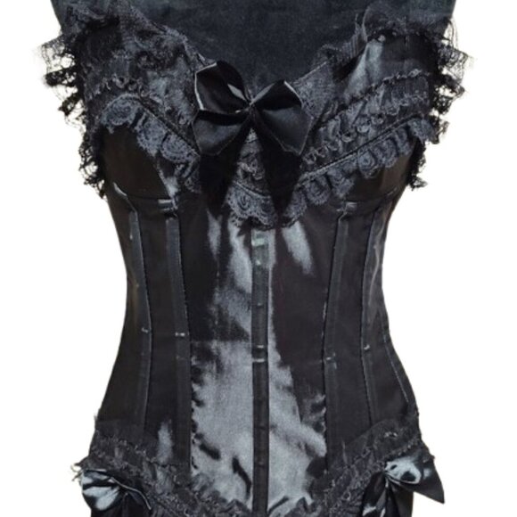 Velvet Kitten by Lingerie Diva Black Lace Back Side Snaps Corset Size Large - Picture 2 of 11